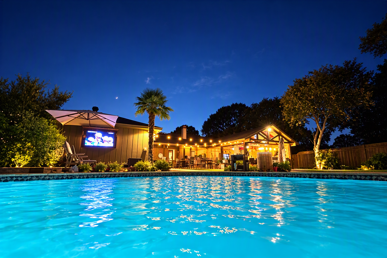 Martharitaville pool at night